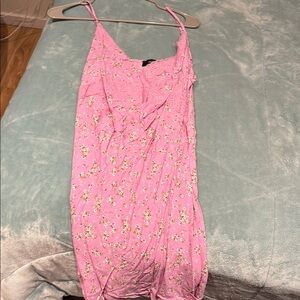 Pink Floral Spaghetti Strap Dress